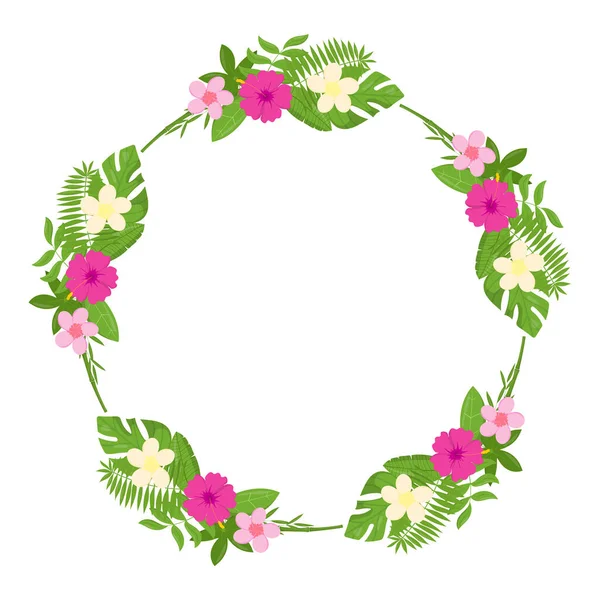 Tropical floral wreath frame vector isolated — Stock Vector