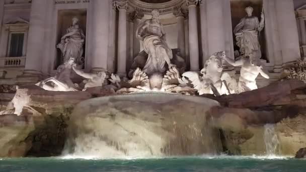 Trevi Fountain Dusk Fountain One Most Visited Place Rome — Stock Video