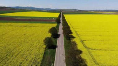 Güzel yol boyunca tecavüz alanlar arasında uçan uçak. Gök olayları görüntülemek yolun bir tecavüz alanları.