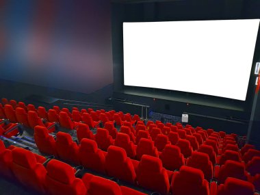 Kırmızı koltuklu boş sinema salonu,