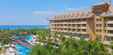 Side, Türkiye: 31 Mayıs - Akdeniz denizde bulunan Royal Dragon otel beach oteller. 5 yıldız yaz resort Side, Türkiye, 31 Mayıs 2018 '