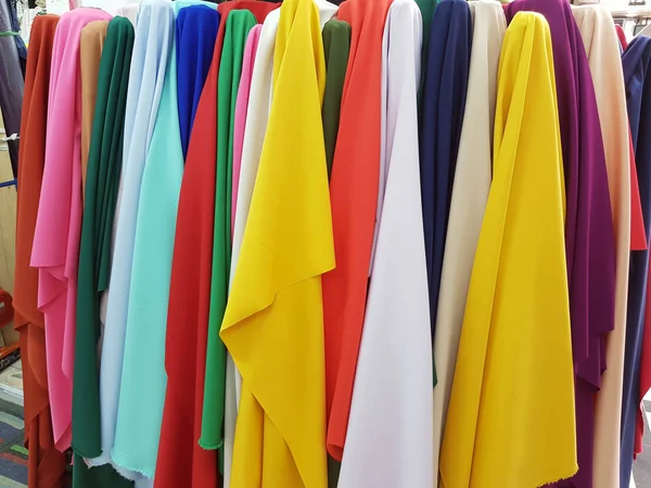 Colorful Fabrics Roll Tailors Textile Market Industry — Stock Photo, Image