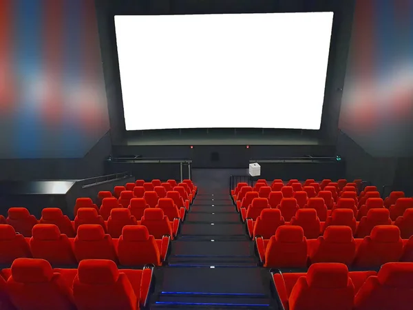 Empty Red Cinema Auditorium Seats Screen — Stock Photo, Image