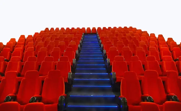 Assentos Vermelhos Vazios Isolados Branco — Fotografia de Stock
