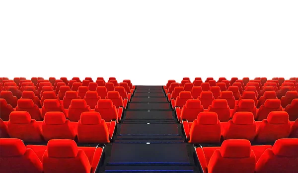 Rote Sitze Reihen Auditorium Isoliert — Stockfoto