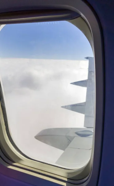 Sky Clouds Plane Window Focus Window — Stock Photo, Image