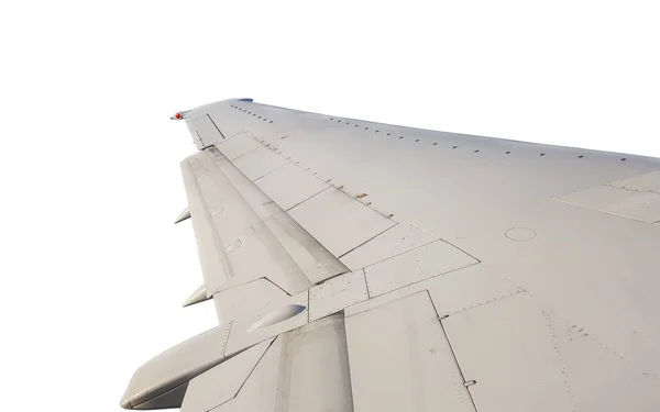 Avião Asa Jato Isolado Durante Voo Vista Asa Esquerda — Fotografia de Stock