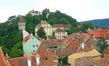 Sighisoara eski şehir havadan görünümü