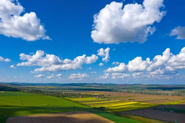 Aerial view of pasture and farmed fields — Stock Photo, Image