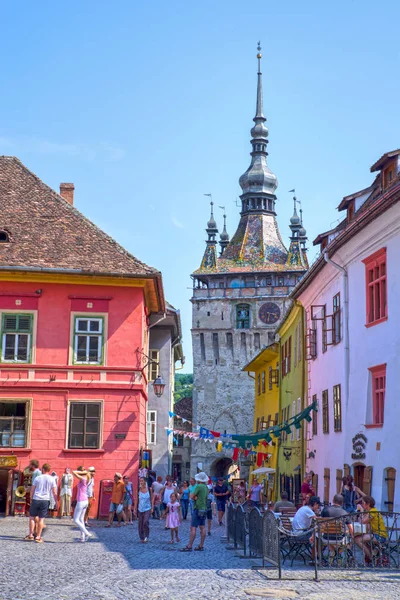 Torre dell'orologio nella cittadella di Sighisoara — Foto Stock