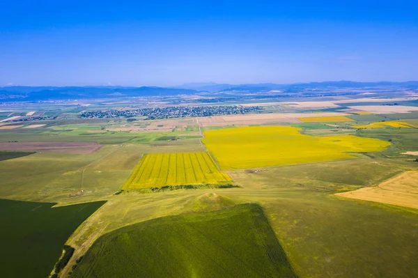 Aerial view of pasture and summer fields — Stock Photo, Image