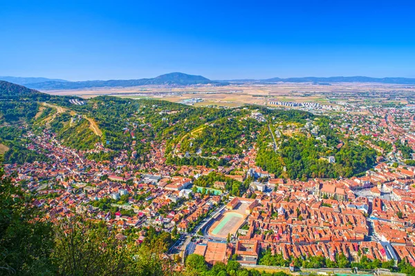 Vieille ville de Brasov vue aérienne — Photo