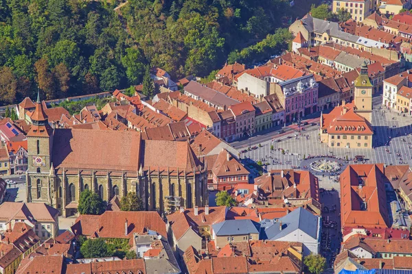 Vue aérienne du centre ville de Brasov — Photo