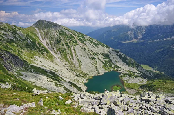 Lac Alpin Scène Été Dans Les Carpates Roumaines Montagnes Retezat — Photo