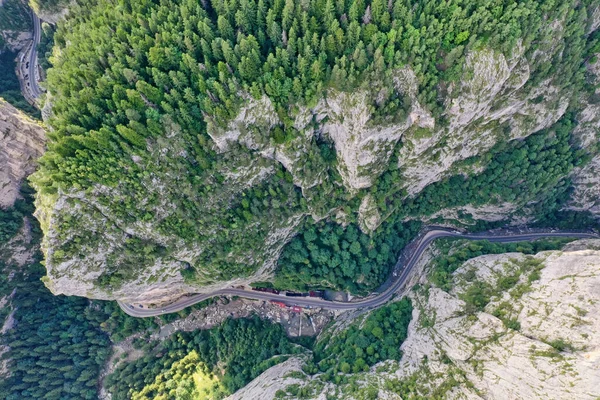 Narrow Canyon Winding Road Romanian Carpathians Bicaz Gorges Viewed Summer — Stock Photo, Image