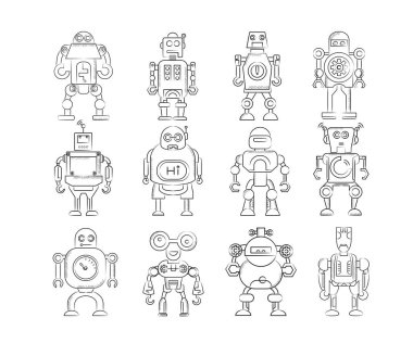 vektör Illustration modern robotlar, simgeler