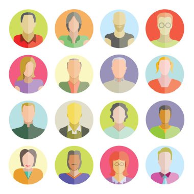 avatar seti, vektör illüstrasyon 