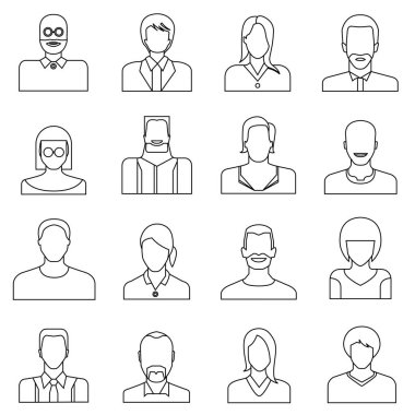 avatar seti, vektör illüstrasyon 