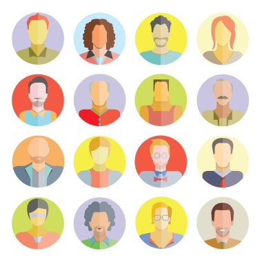 avatar seti, vektör illüstrasyon 