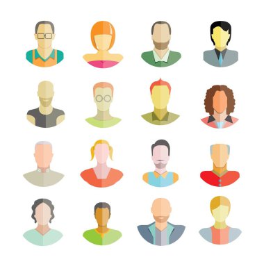 avatar seti, vektör illüstrasyon 