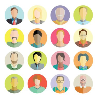 avatar seti, vektör illüstrasyon 