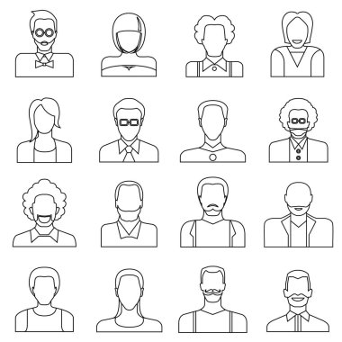 avatar seti, vektör illüstrasyon 