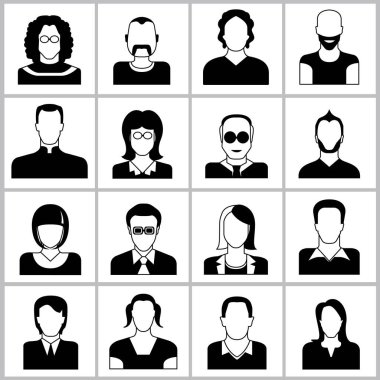 avatar seti, vektör illüstrasyon 