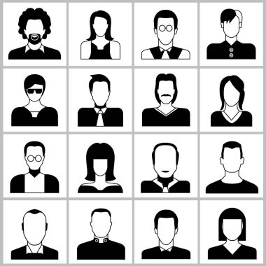 avatar seti, vektör illüstrasyon 