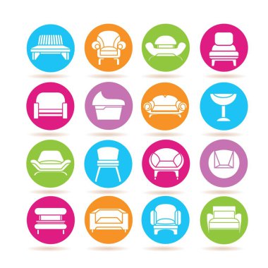 vector illustration of chair icons clipart