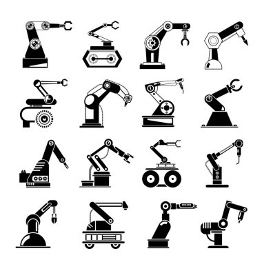 Robotik kol simgeleri, vektör illüstrasyon 