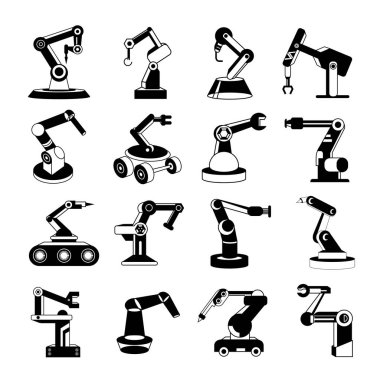 Robotik kol simgeleri, vektör illüstrasyon 
