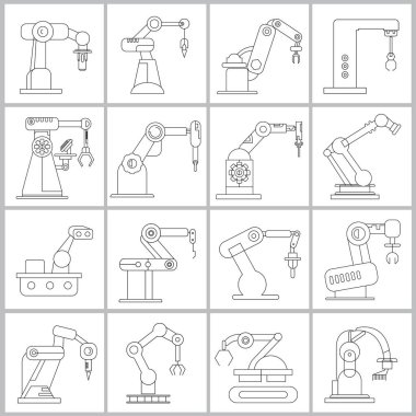 Robotik kol simgeleri, vektör illüstrasyon 