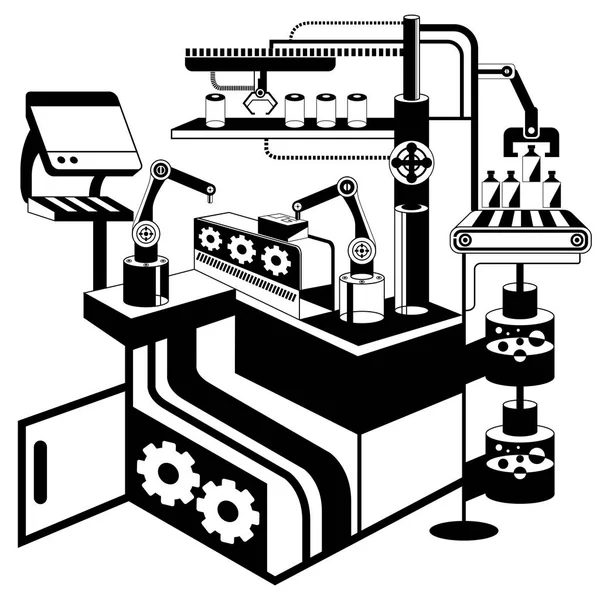 Linia Produkcyjna Web Ikona Wektor Ilustracja — Wektor stockowy