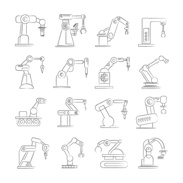 Robotarm Iconen Vector Illustratie — Stockvector