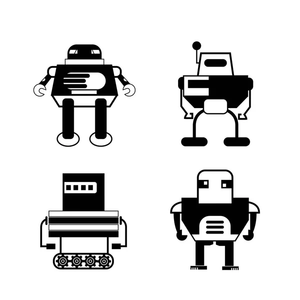 Vector Illustration Modern Robots Icons — Stock Vector