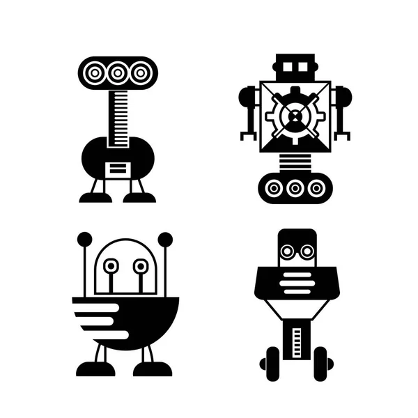 Vektor Illusztrációja Modern Robotok Ikonok — Stock Vector