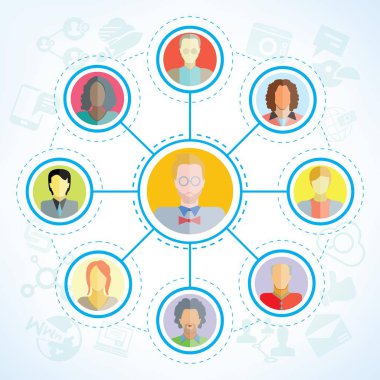Vektör illüstrasyon, sosyal ağ kavramı
