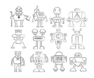 robot simgelerinin vektör illüstrasyonu