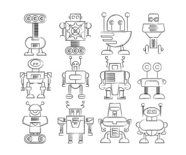 robot simgelerinin vektör illüstrasyonu