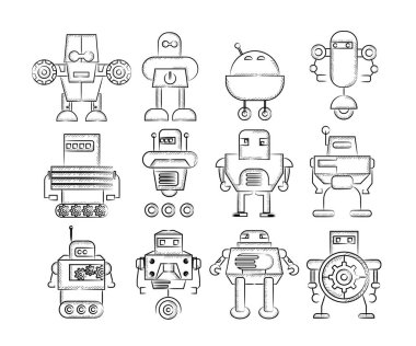 robot simgelerinin vektör illüstrasyonu
