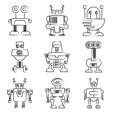 robot simgelerinin vektör illüstrasyonu