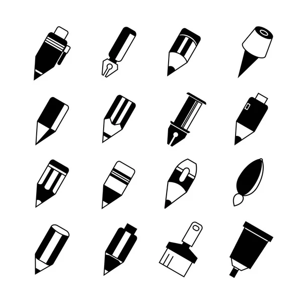 Vector Illustration Pencils Icons — Stock Vector