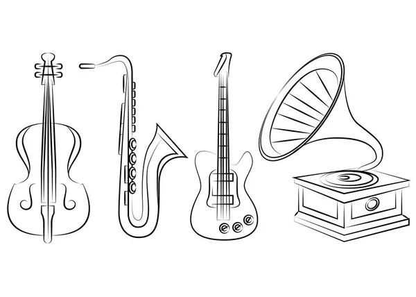 Ilustracja Wektorowa Instrumentów Muzycznych — Wektor stockowy