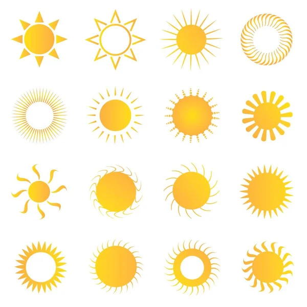 Vector Illustration Sun Icons — Stock Vector