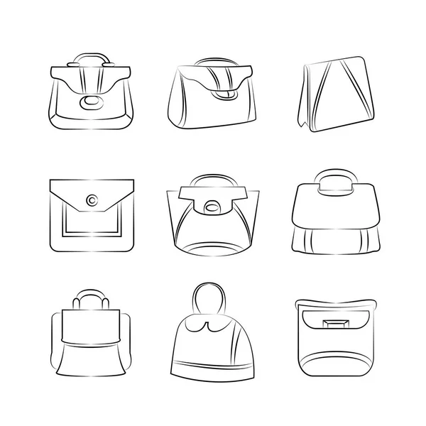 Vector Ilustración Los Iconos Bolsas — Archivo Imágenes Vectoriales