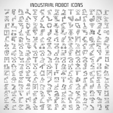 Robotik kol simgeleri, vektör illüstrasyon 