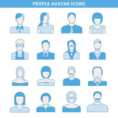 avatar seti, vektör illüstrasyon 
