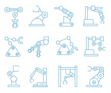 Robotik kol simgeleri, vektör illüstrasyon 