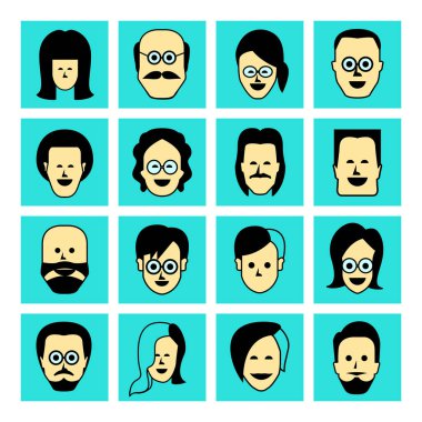 avatar seti, vektör illüstrasyon 