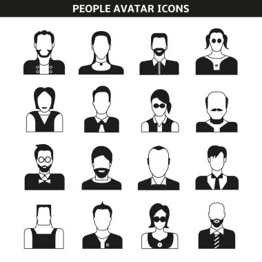 avatar seti, vektör illüstrasyon 